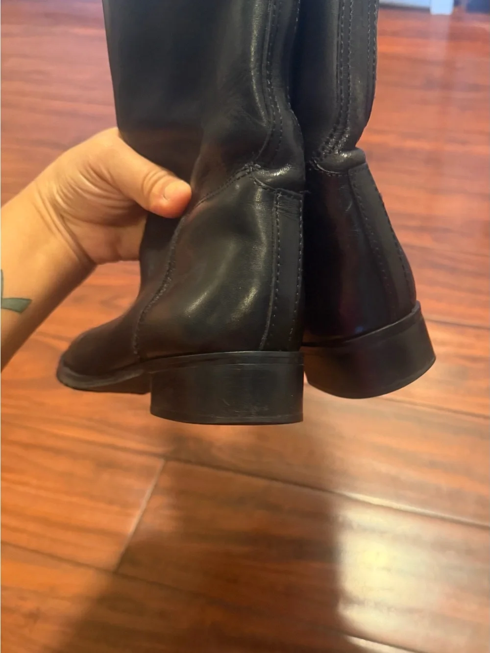 Tory Burch Black Leather Knee-High Riding Boots